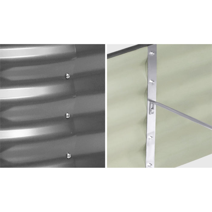 X2 Galvanised Raised Garden Bed Steel Instant Planter Oval 240X80X42Cm