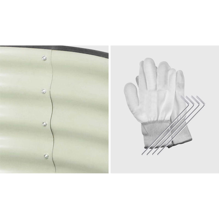 X2 Galvanised Raised Garden Bed Steel Instant Planter Oval 240X80X42Cm