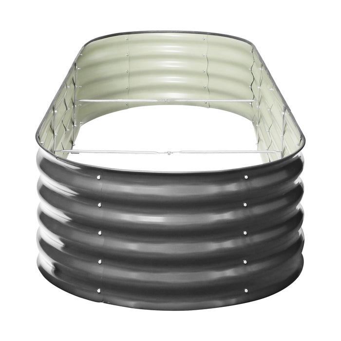 X2 Galvanised Raised Garden Bed Steel Instant Planter Oval 240X80X42Cm