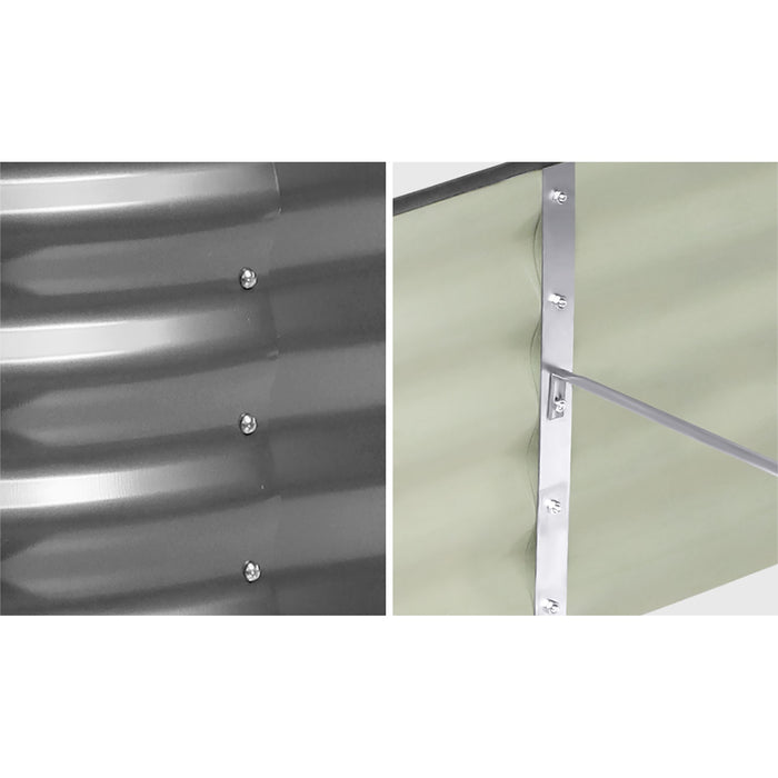 X2 Galvanised Raised Garden Bed Steel Instant Planter Oval 320X80X42Cm