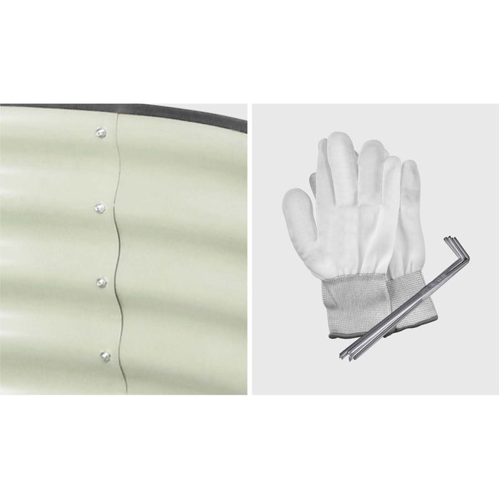 X2 Galvanised Raised Garden Bed Steel Instant Planter Oval 320X80X42Cm