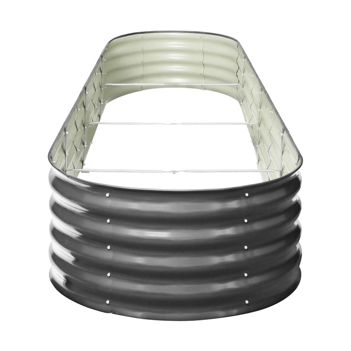X2 Galvanised Raised Garden Bed Steel Instant Planter Oval 320X80X42Cm