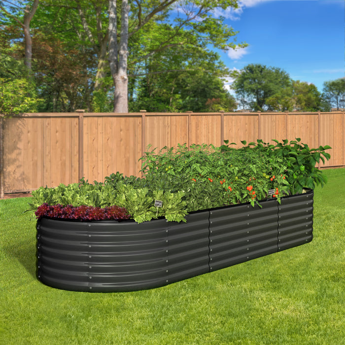 X4 Raised Garden Bed Kit Planter Oval Galvanised Steel 240Cmx80Cmx56Cm