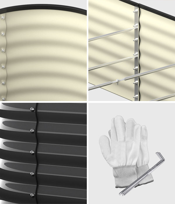 X4 Raised Garden Bed Kit Planter Oval Galvanised Steel 240Cmx80Cmx56Cm