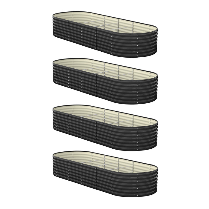 X4 Raised Garden Bed Kit Planter Oval Galvanised Steel 240Cmx80Cmx56Cm