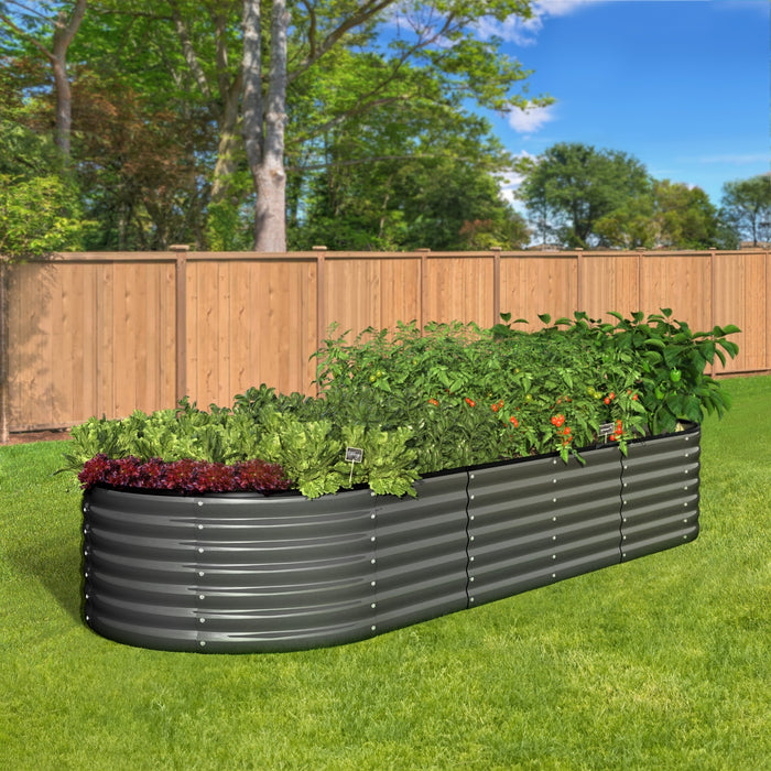X4 Raised Garden Bed Kit Planter Oval Galvanised Steel 240Cmx80Cmx56Cm