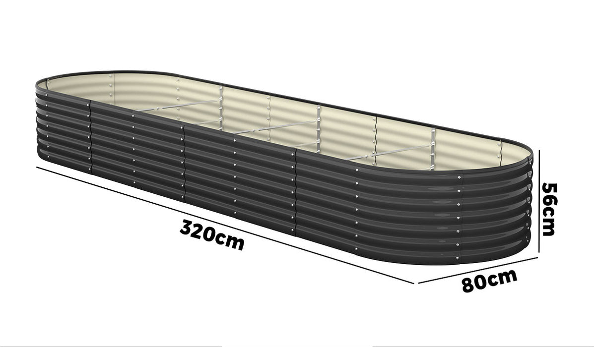 X3 Raised Garden Bed Kit Planter Oval Galvanised Steel 320Cmx80Cmx56Cm