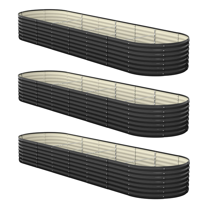 X3 Raised Garden Bed Kit Planter Oval Galvanised Steel 320Cmx80Cmx56Cm