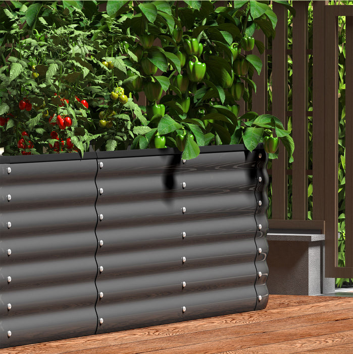 X3 Galvanised Raised Garden Bed Steel Instant Planter Oval 320X80X42Cm