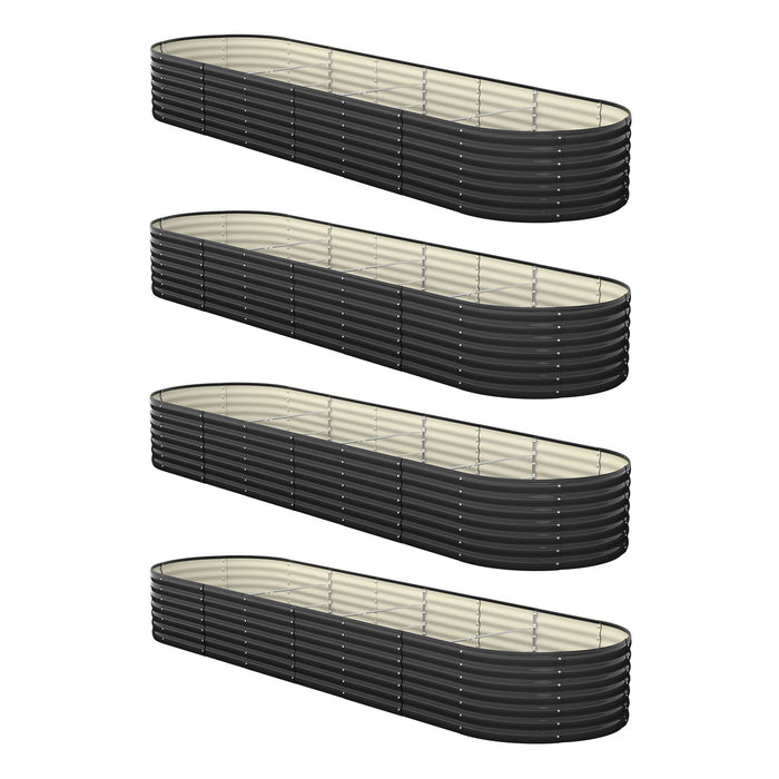 X4 Raised Garden Bed Kit Planter Oval Galvanised Steel 320Cmx80Cmx56Cm