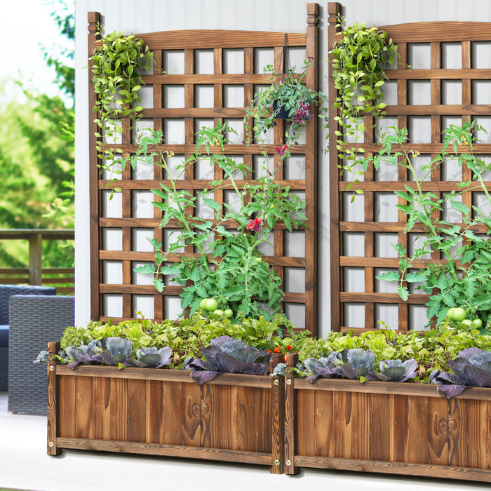 2X Raised Garden Bed Wooden Planter Box Vegetables Outdoor Square