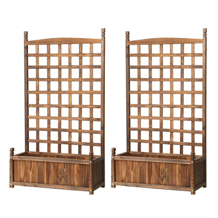 2X Raised Garden Bed Wooden Planter Box Vegetables Outdoor Square