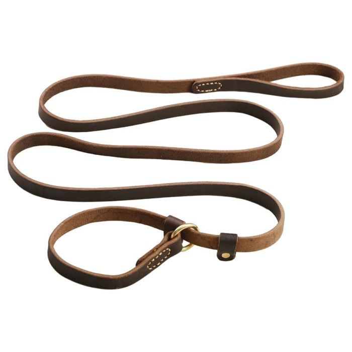 Genuine Leather Long Dog Leash - Brown