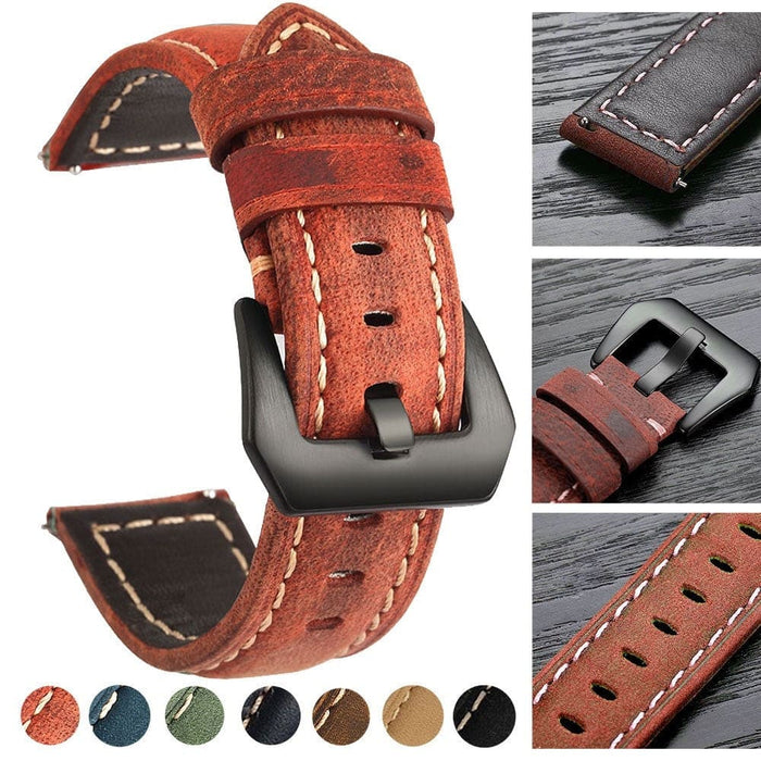 Genuine Leather Quick Release Pin Wristband Strap