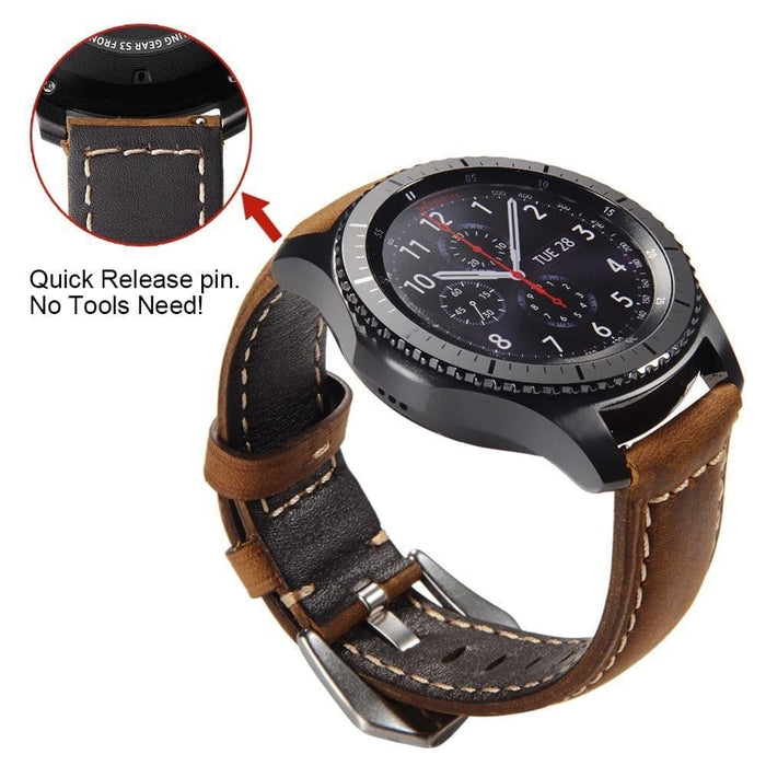 Genuine Leather Quick Release Pin Wristband Strap