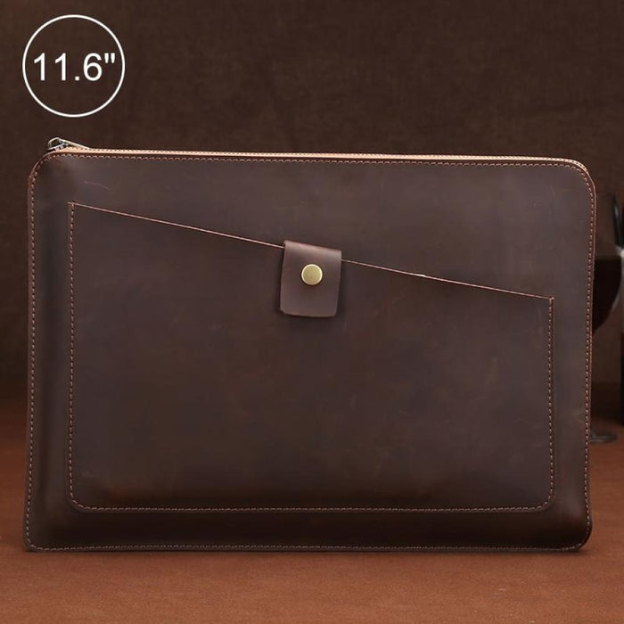 Genuine Leather Zipper Laptop Tablet Bag For Macbook