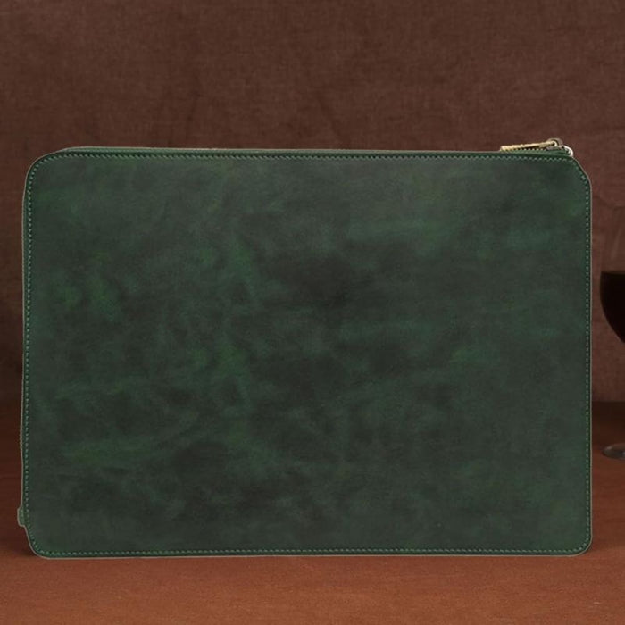 Genuine Leather Zipper Laptop Tablet Bag For Macbook