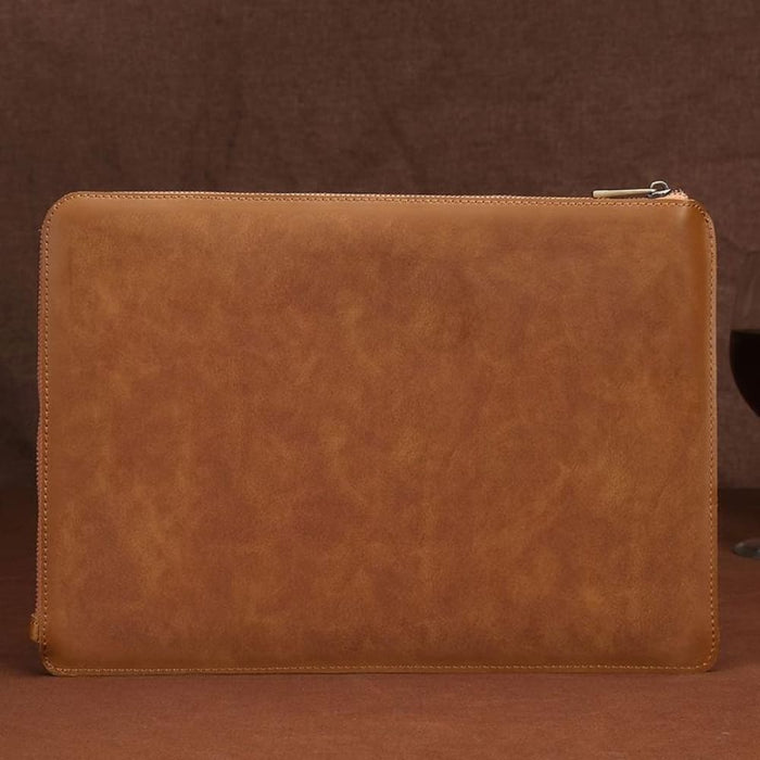 Genuine Leather Zipper Laptop Tablet Bag For Macbook