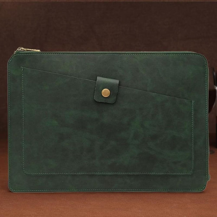 Genuine Leather Zipper Laptop Tablet Bag For Macbook