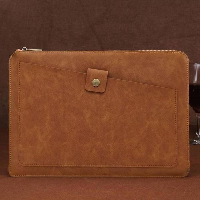 Genuine Leather Zipper Laptop Tablet Bag For Macbook