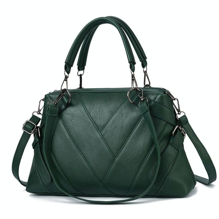 Geometric Colorblock Soft Leather Handbag