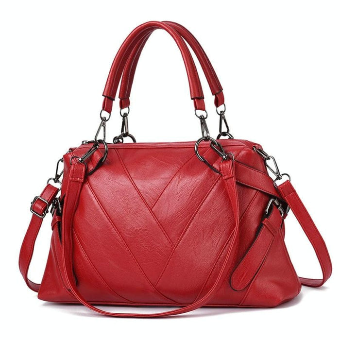 Geometric Colorblock Soft Leather Handbag