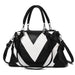 Geometric Colorblock Soft Leather Handbag