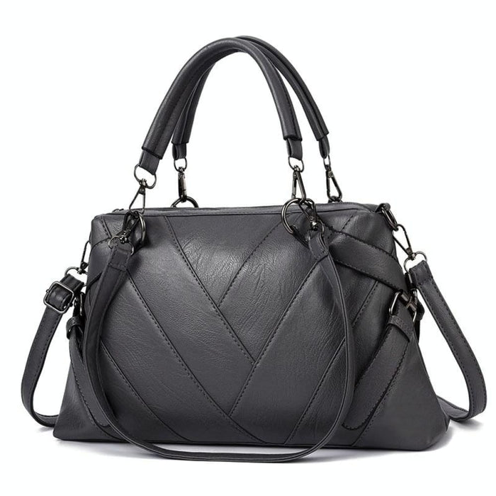 Geometric Colorblock Soft Leather Handbag