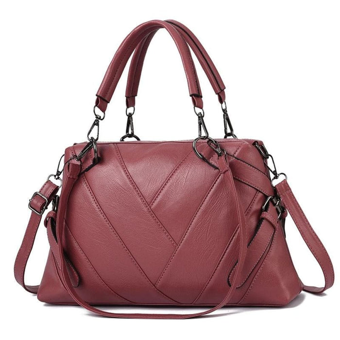 Geometric Colorblock Soft Leather Handbag
