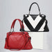 Geometric Colorblock Soft Leather Handbag