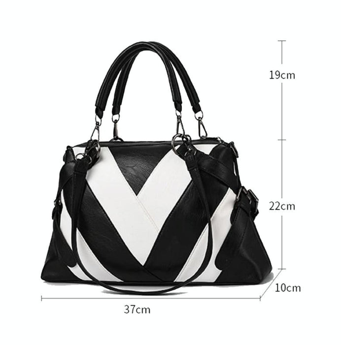 Geometric Colorblock Soft Leather Handbag