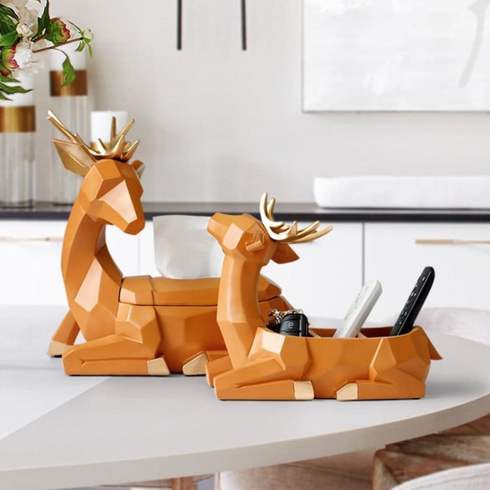 Geometric Deer Storage Box Statues for Home Office
