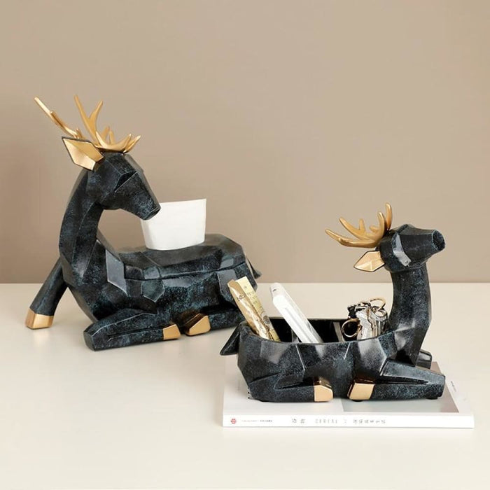 Geometric Deer Storage Box Statues for Home Office