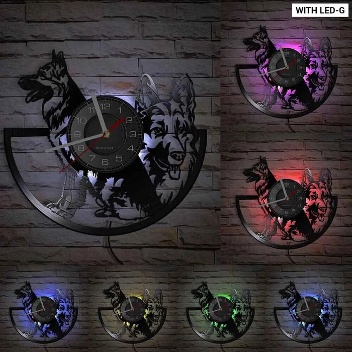 German Shepherd Vinyl Record Wall Clock