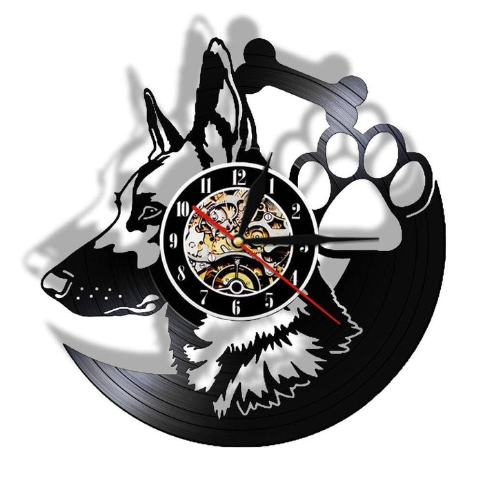 German Shepherd Dog Led Vinyl Record Wall Clock Home Decor