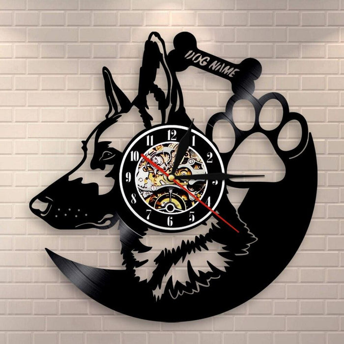 German Shepherd Dog Led Vinyl Record Wall Clock Home Decor