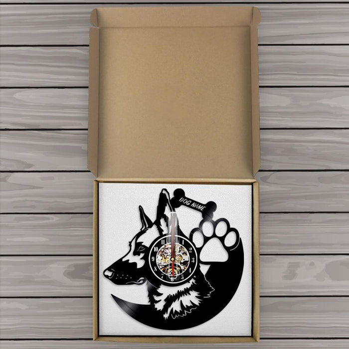German Shepherd Dog Led Vinyl Record Wall Clock Home Decor