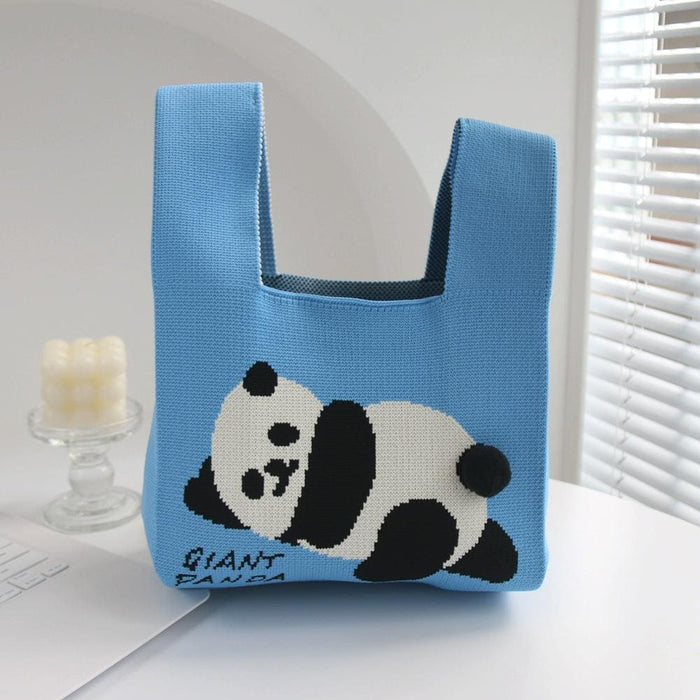 Giant Panda Knitted Bag Large Capacity Cartoon Vest Style