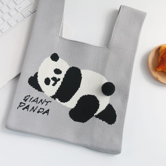 Giant Panda Knitted Bag Large Capacity Cartoon Vest Style