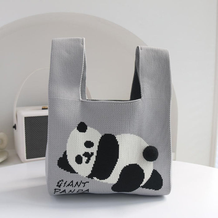 Giant Panda Knitted Bag Large Capacity Cartoon Vest Style