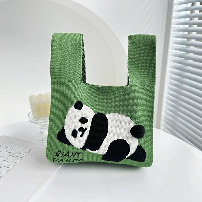Giant Panda Knitted Bag Large Capacity Cartoon Vest Style