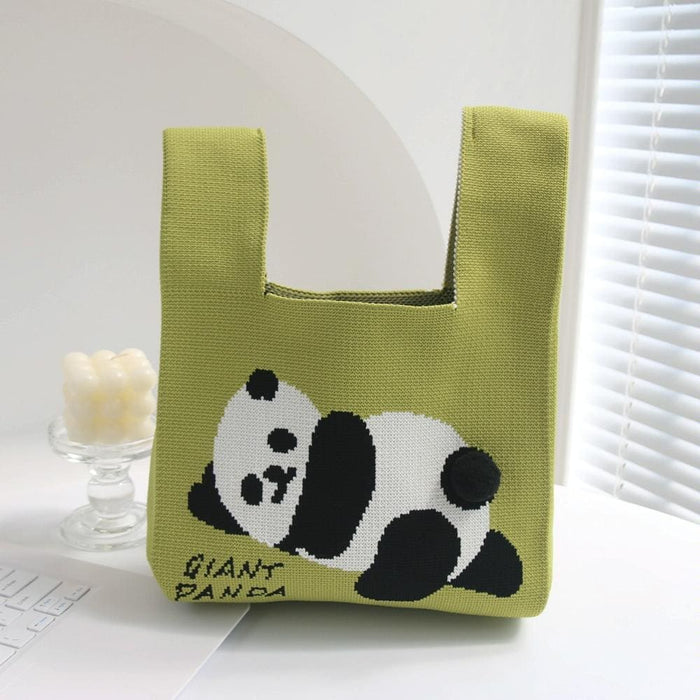 Giant Panda Knitted Bag Large Capacity Cartoon Vest Style