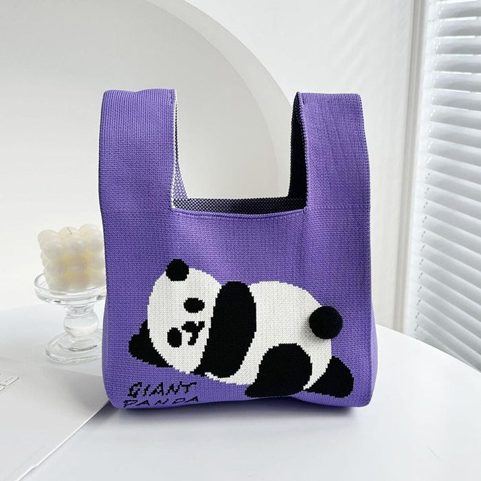 Giant Panda Knitted Bag Large Capacity Cartoon Vest Style