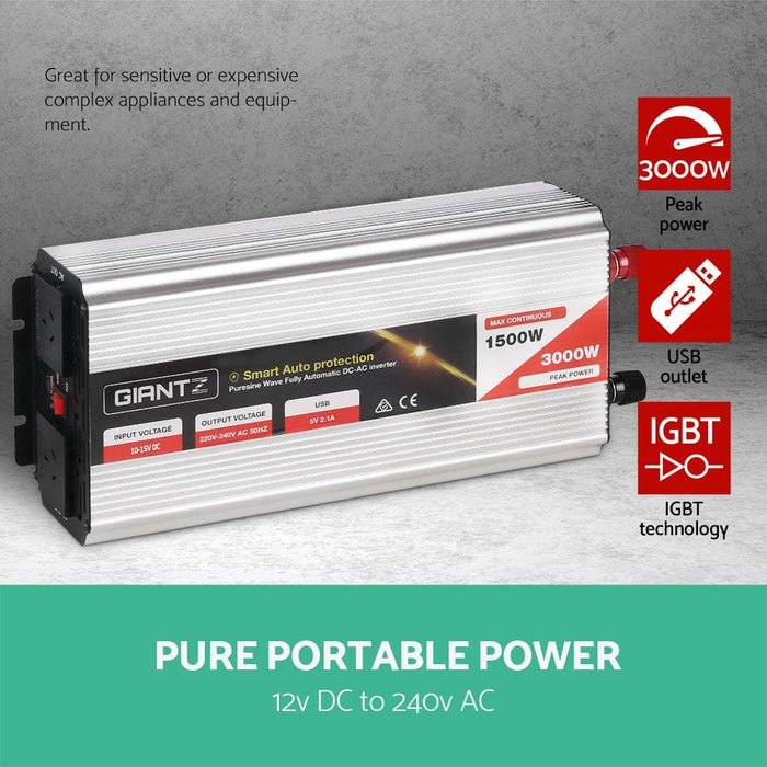 Giantz 1500w Puresine Wave Dc - ac Power Inverter