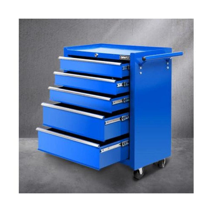 Giantz 5 Drawer Mechanic Tool Box Storage Trolley - Blue