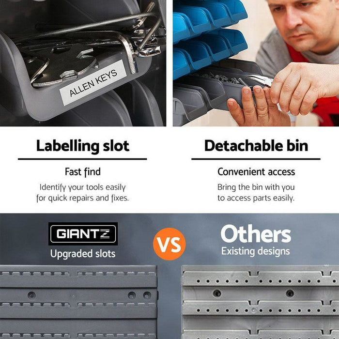 Giantz 88 Parts Wall-mounted Storage Bin Rack Tool Garage