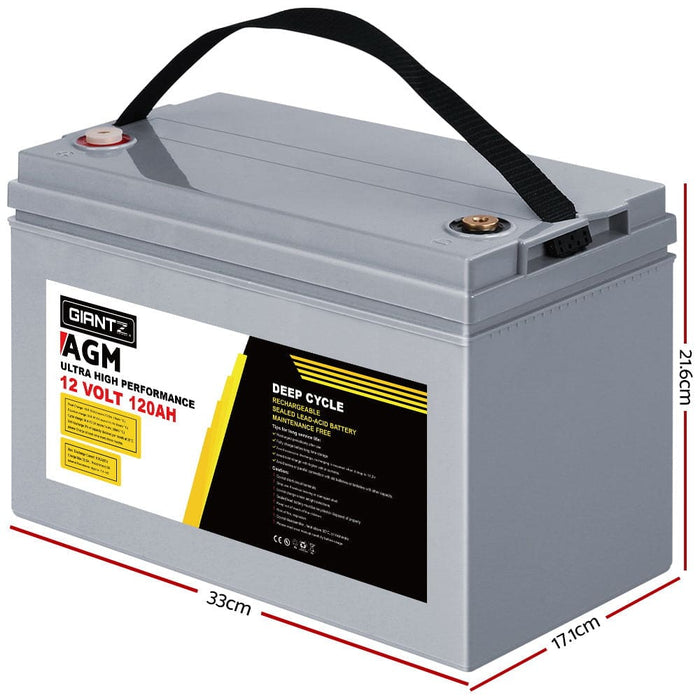 Giantz Agm Deep Cycle Battery 12v 120ah Marine Sealed Power