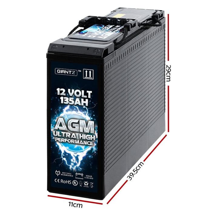 Giantz Agm Deep Cycle Battery 12v 135ah Portable 4wd Sealed