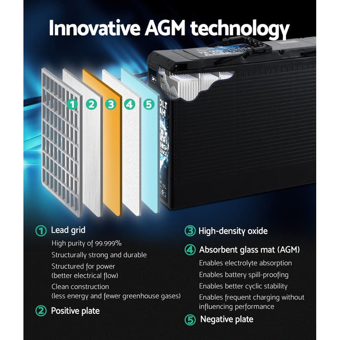 Giantz Agm Deep Cycle Battery 12v 135ah Portable 4wd Sealed