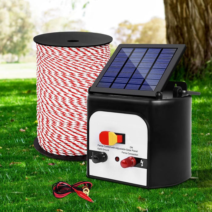 Giantz Electric Fence Energiser 8km Solar Powered Charger